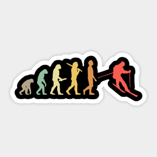Retro Skiing Evolution Gift For Skiers Sticker